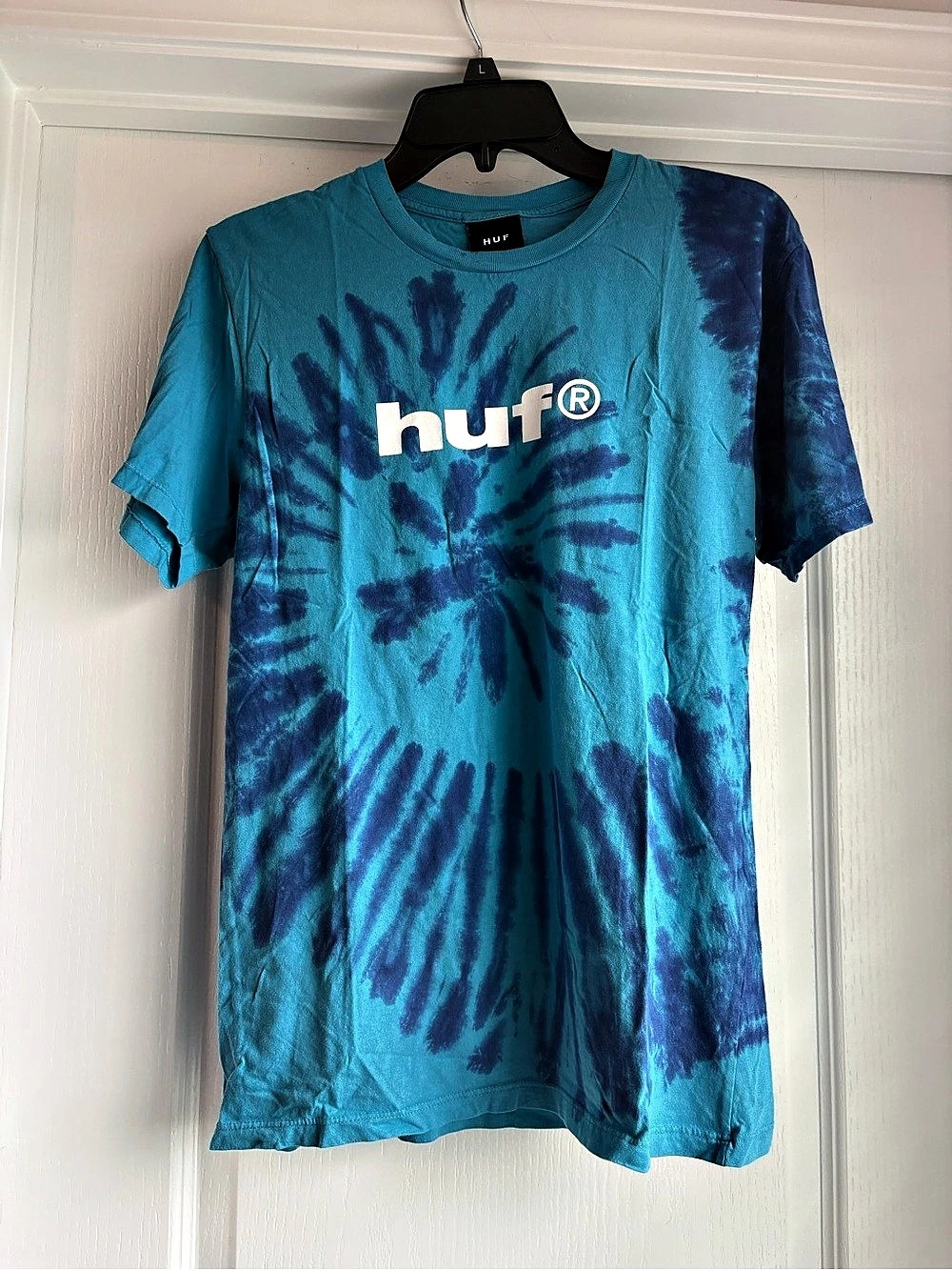 HUF Tie Dye Box Logo T-Shirt Blue & Purple Small